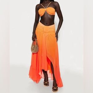 Kiara Orange Ombré Two-Piece Maxi Skirt Set